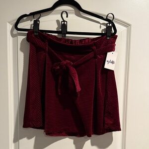 Vylette Maroon Velvet Skirt